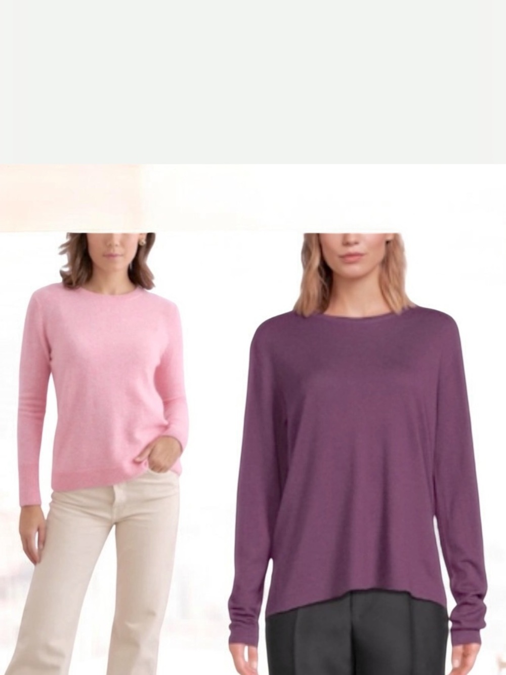 Club Monaco Plum Italian Yard Wool Blend 
Pink 💯 %Cashmere 2 Sweaters Size L